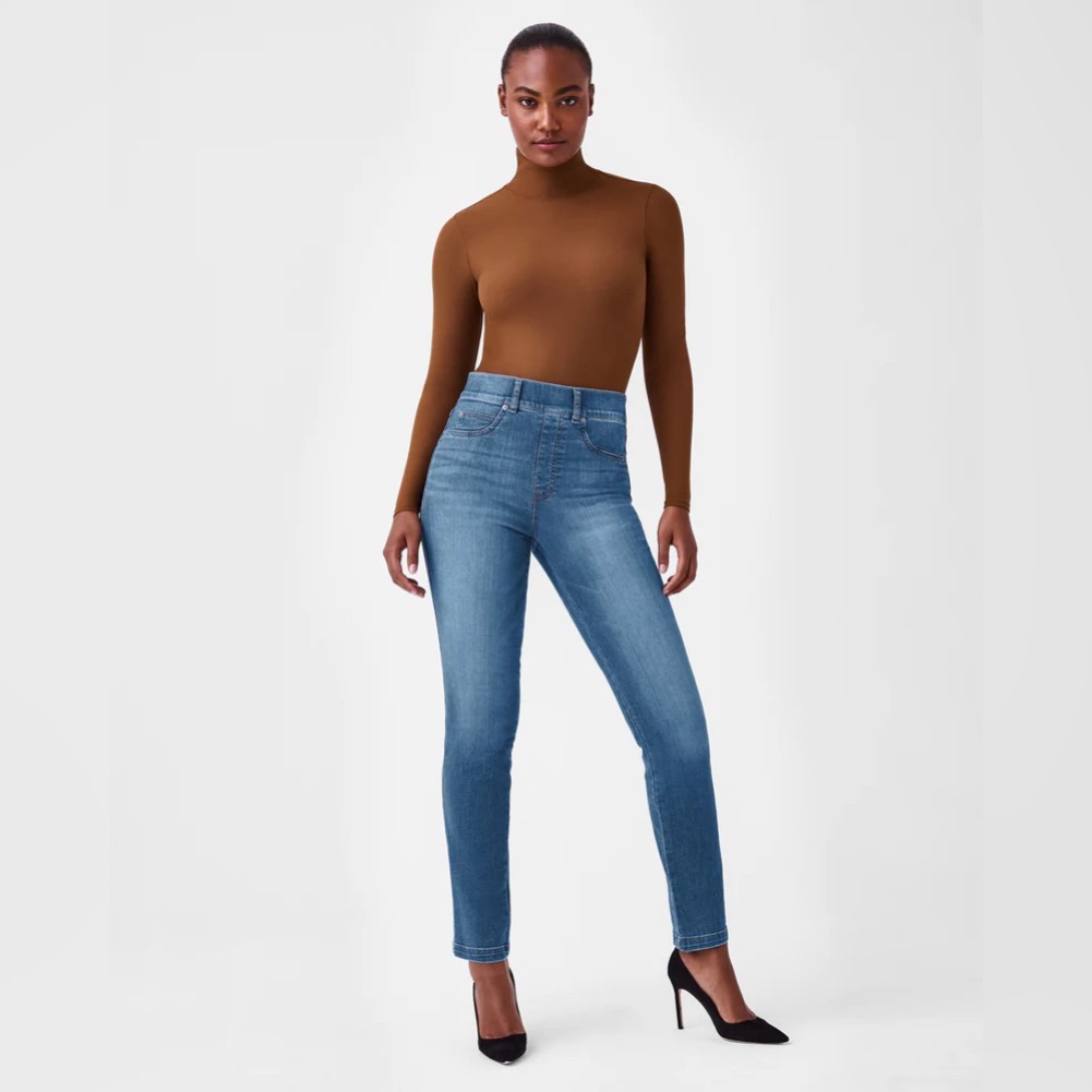 Spanx High-Rise Skinny Jeans In Medium Blue